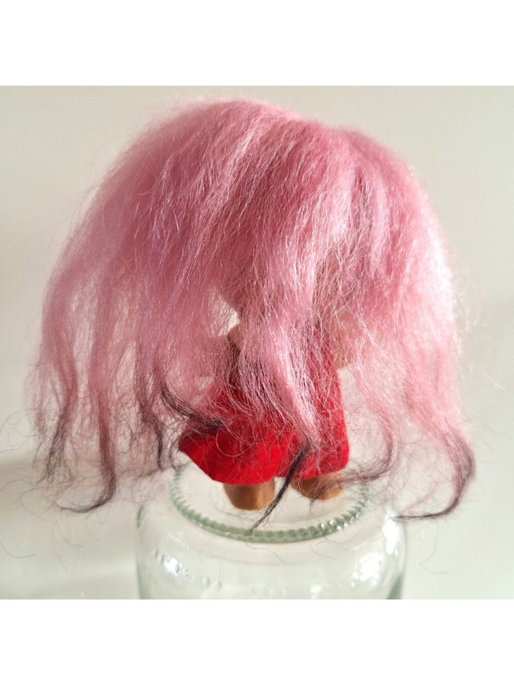 1964 Moon Goon Alien Troll Doll Pink Hair Red Polka Dot Dress L Khem Vintage - Picture 8 of 10